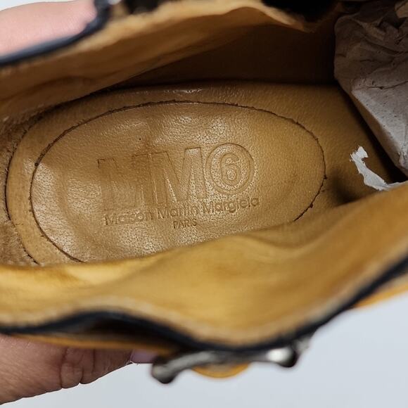 Maison Martin Margiela MM6 Colorblock Leather Open Toe Wedge Booties Size 37.5 - Picture 8 of 8